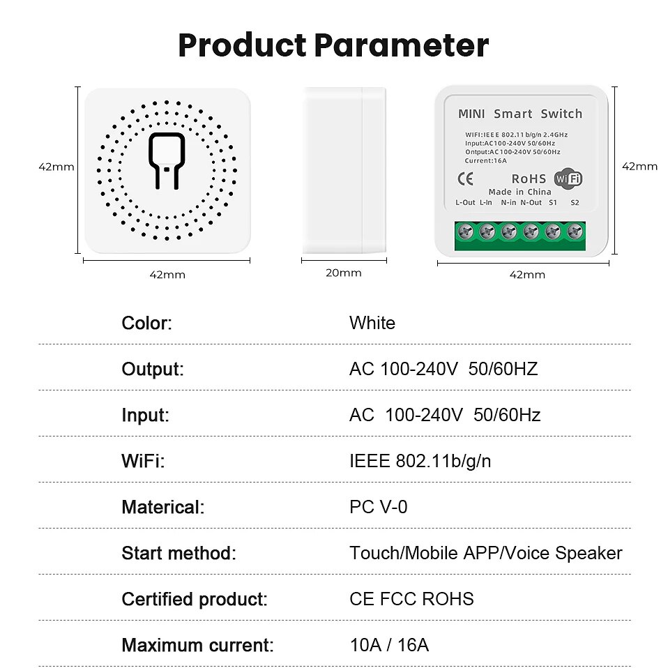 Tuya Mini 16A WiFi Switch Smar - Home Automation Technology のレビューと価格