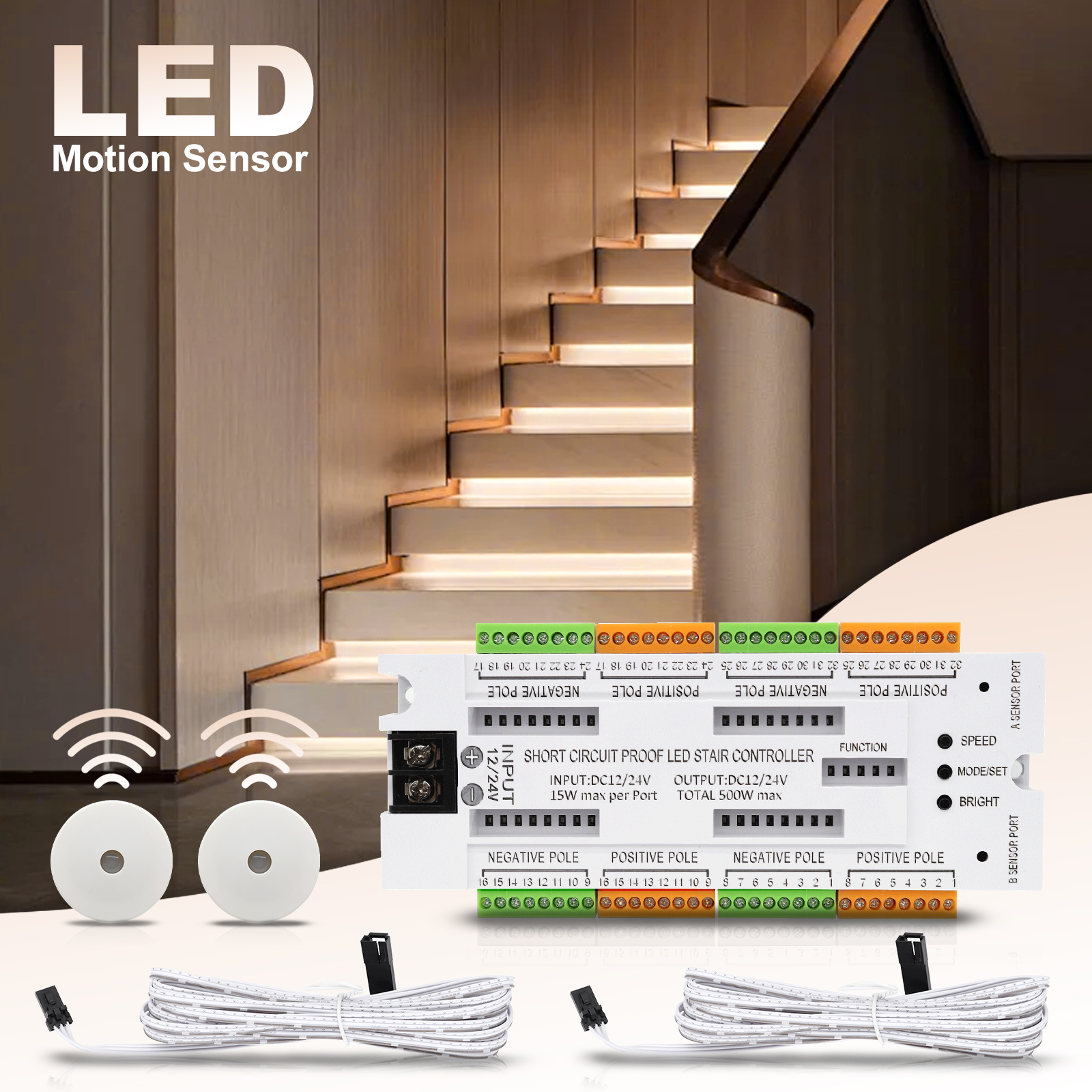 1-32 Steps Indoor Stair Light  - Motion Sensor Pir Wired のレビューと価格